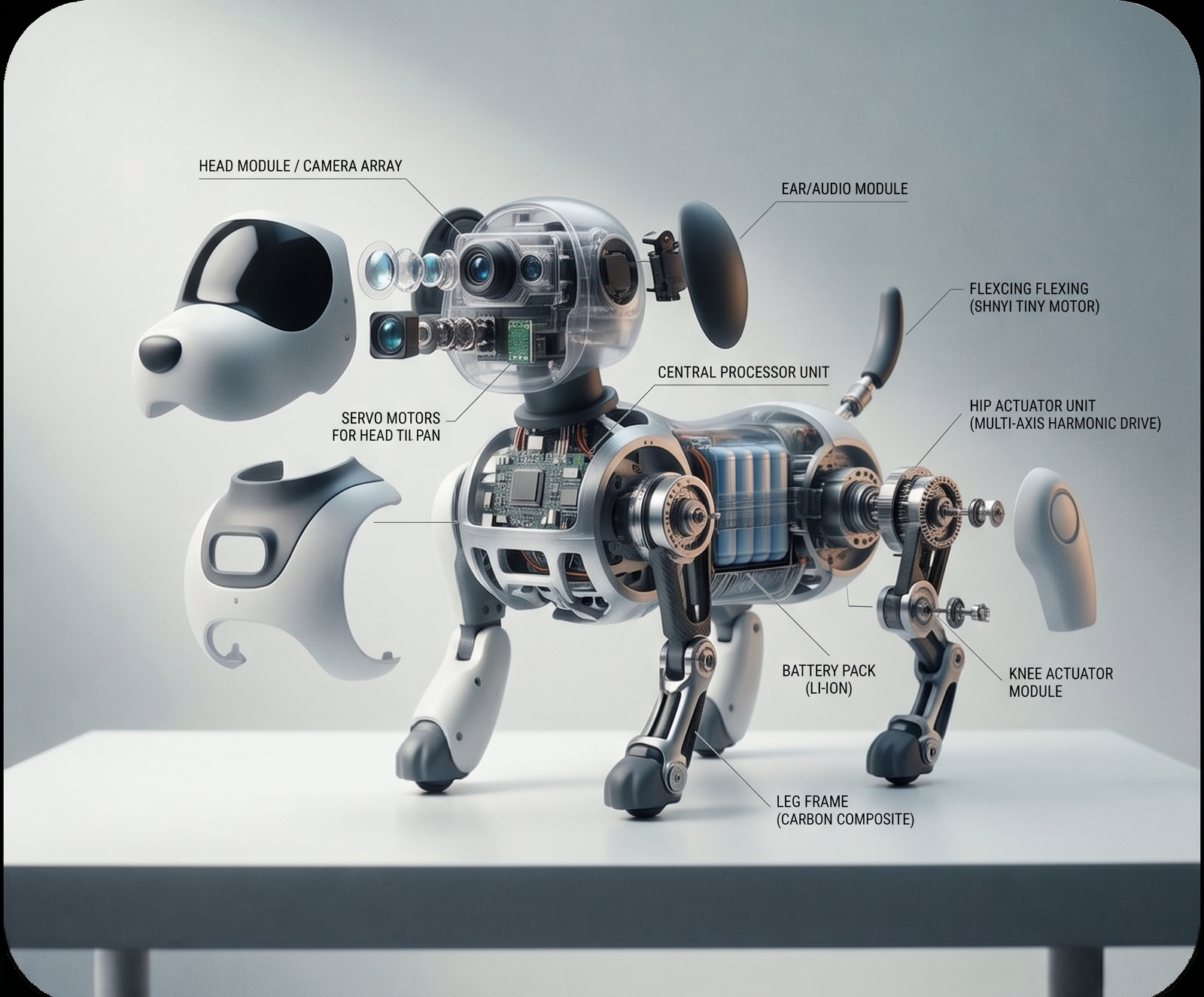 Exploded engineering diagram of Robopaw internals